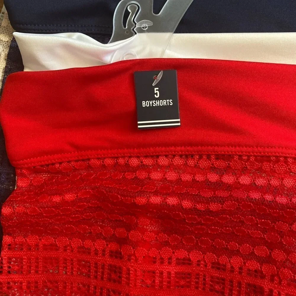 NEW Nautica super soft lace boy leg boy shorts‎ 5 pack underwear panties